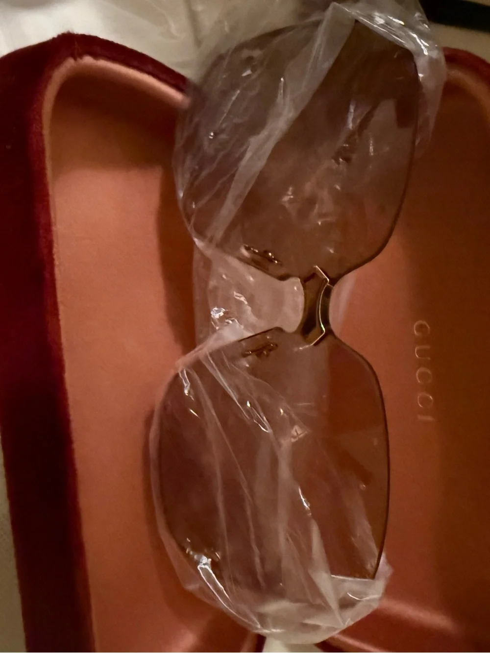 NWT Gucci GG0352S 002 Gold Rimless Oversized Brown Gradient Sunglasses